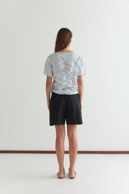 Crinkle Top - Powder Blue Stripe