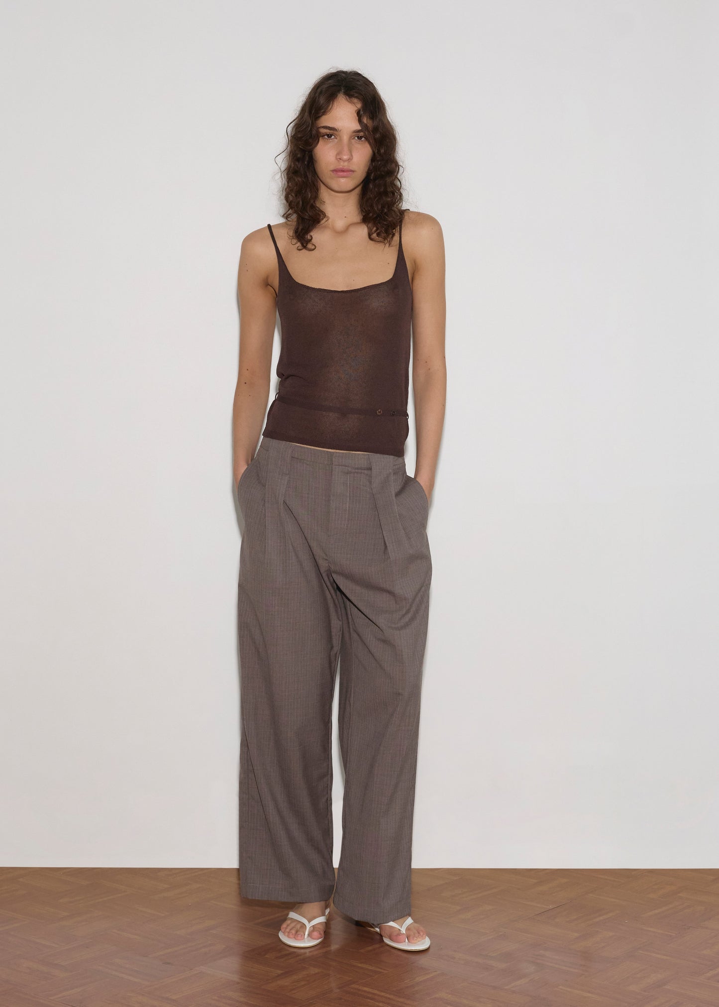 Square Knit Top - Brown