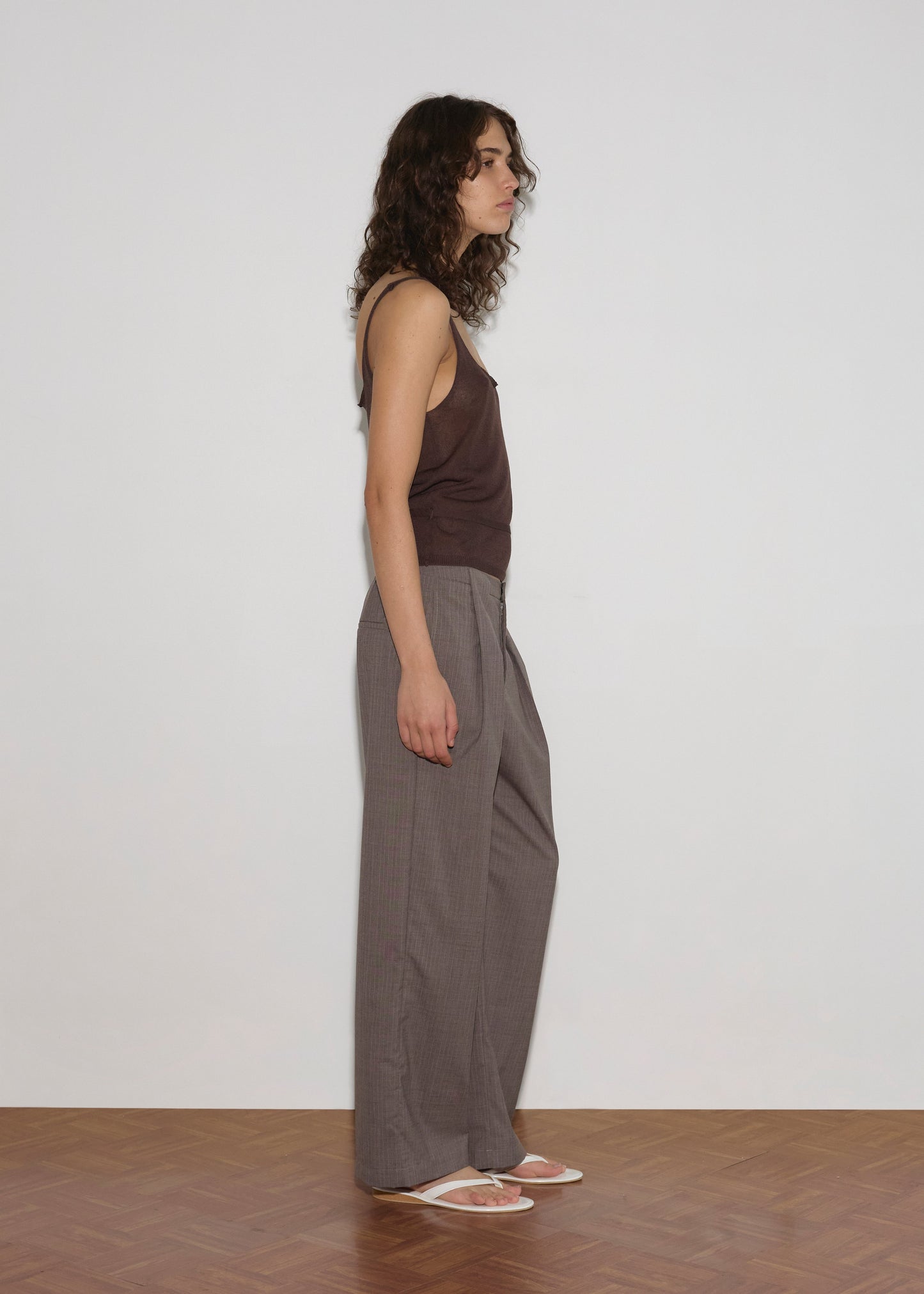 Square Knit Top - Brown