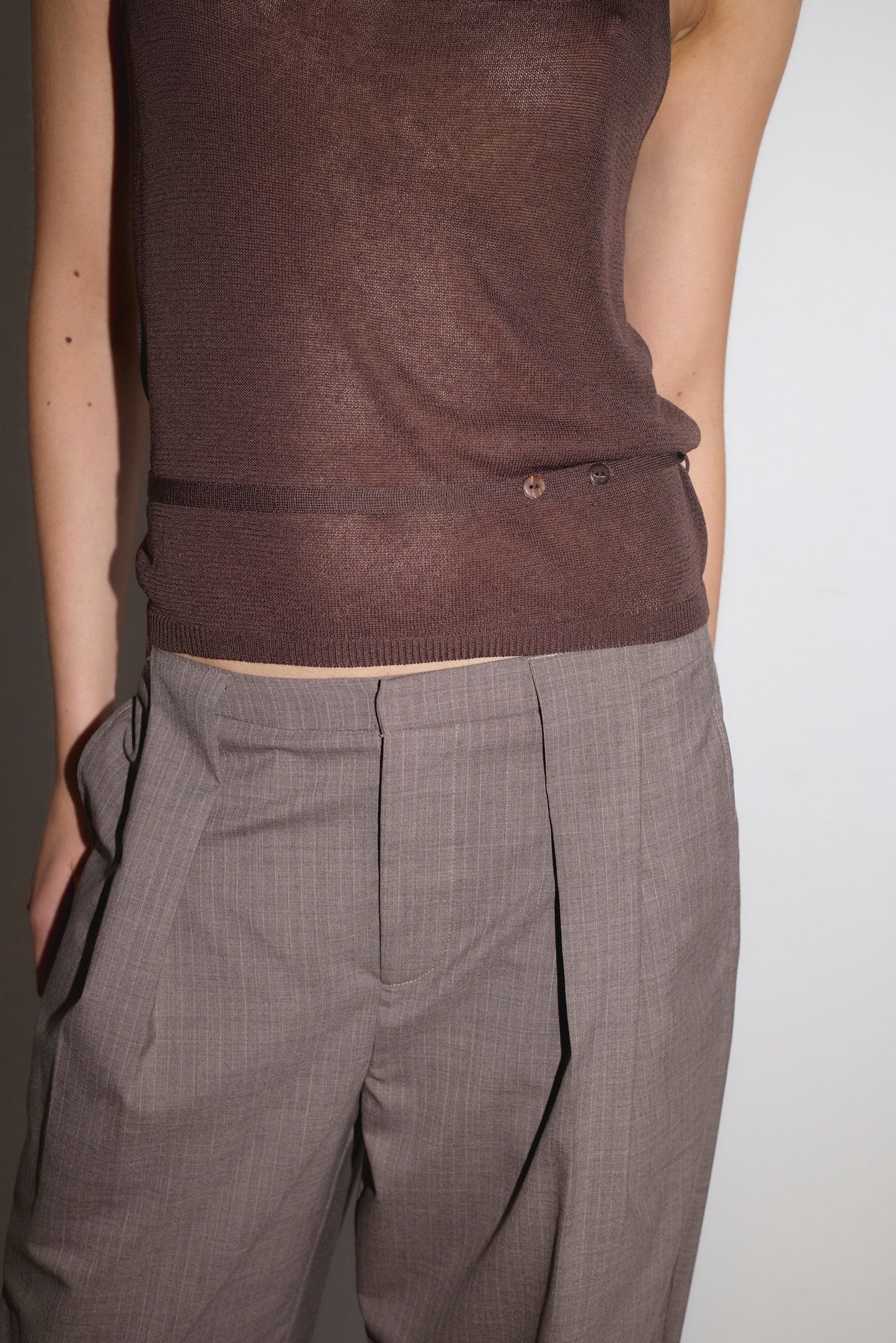 Square Knit Top - Brown