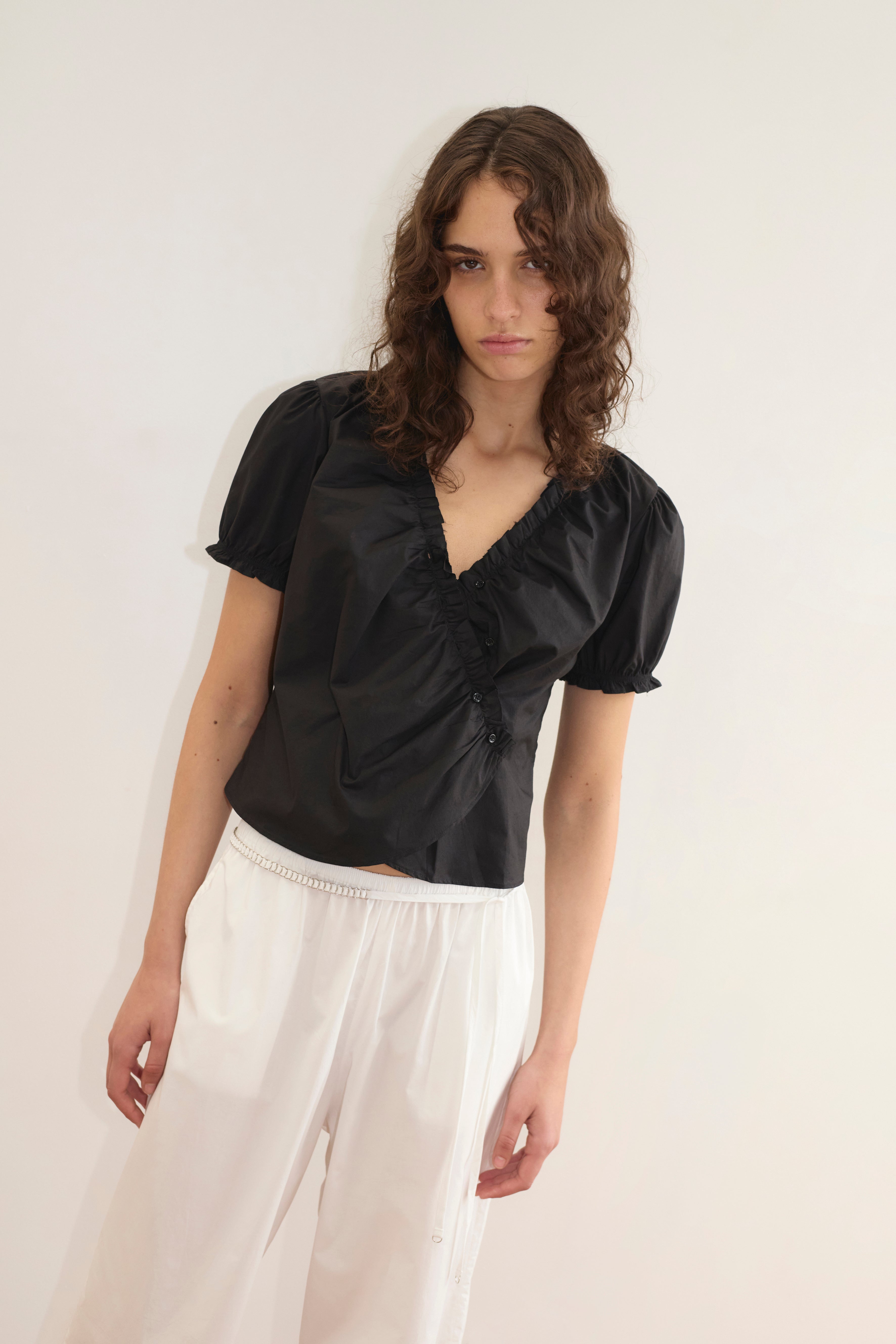 Cross Frill Top - Black – Deiji Studios US