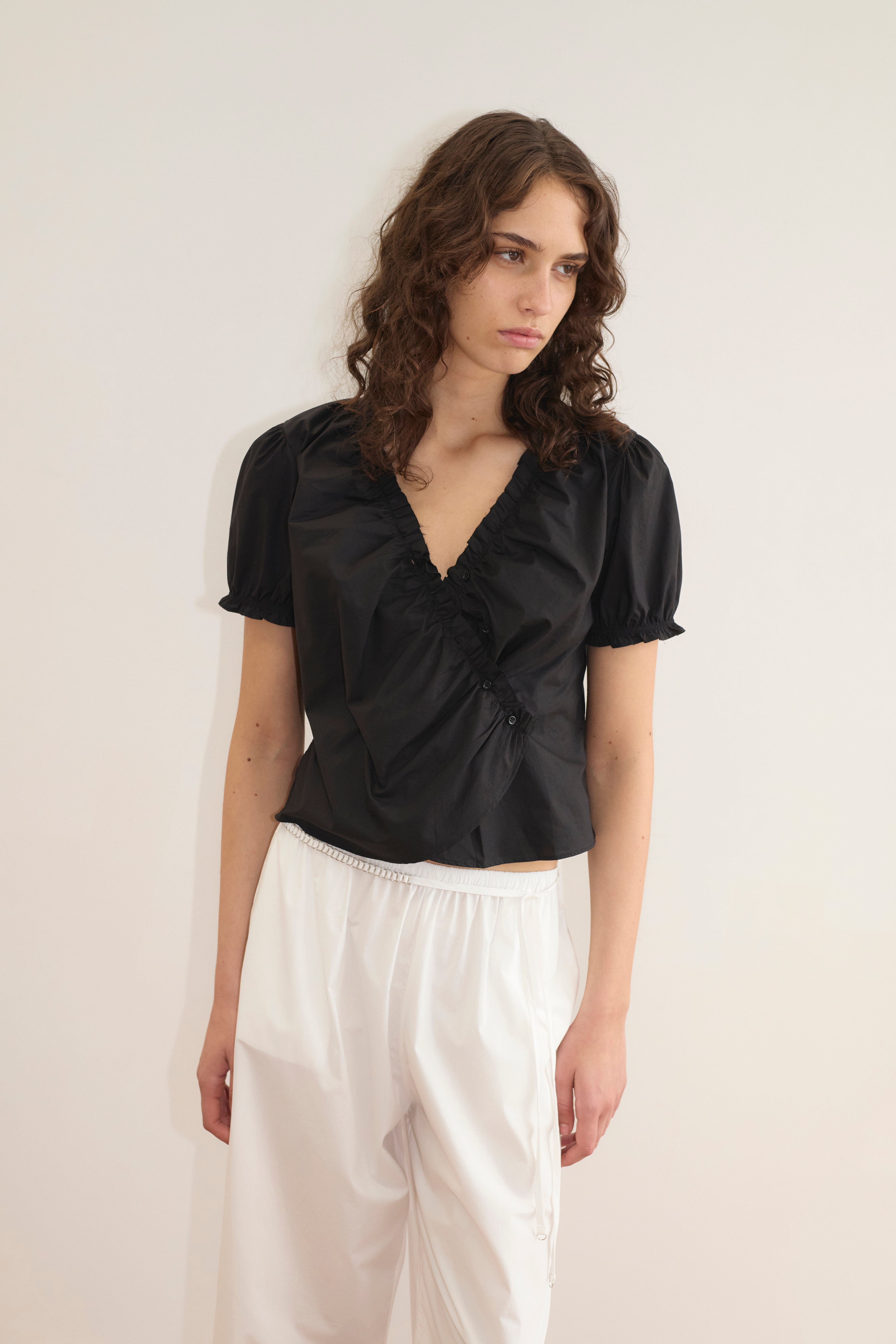 Cross Frill Top - Black – Deiji Studios US