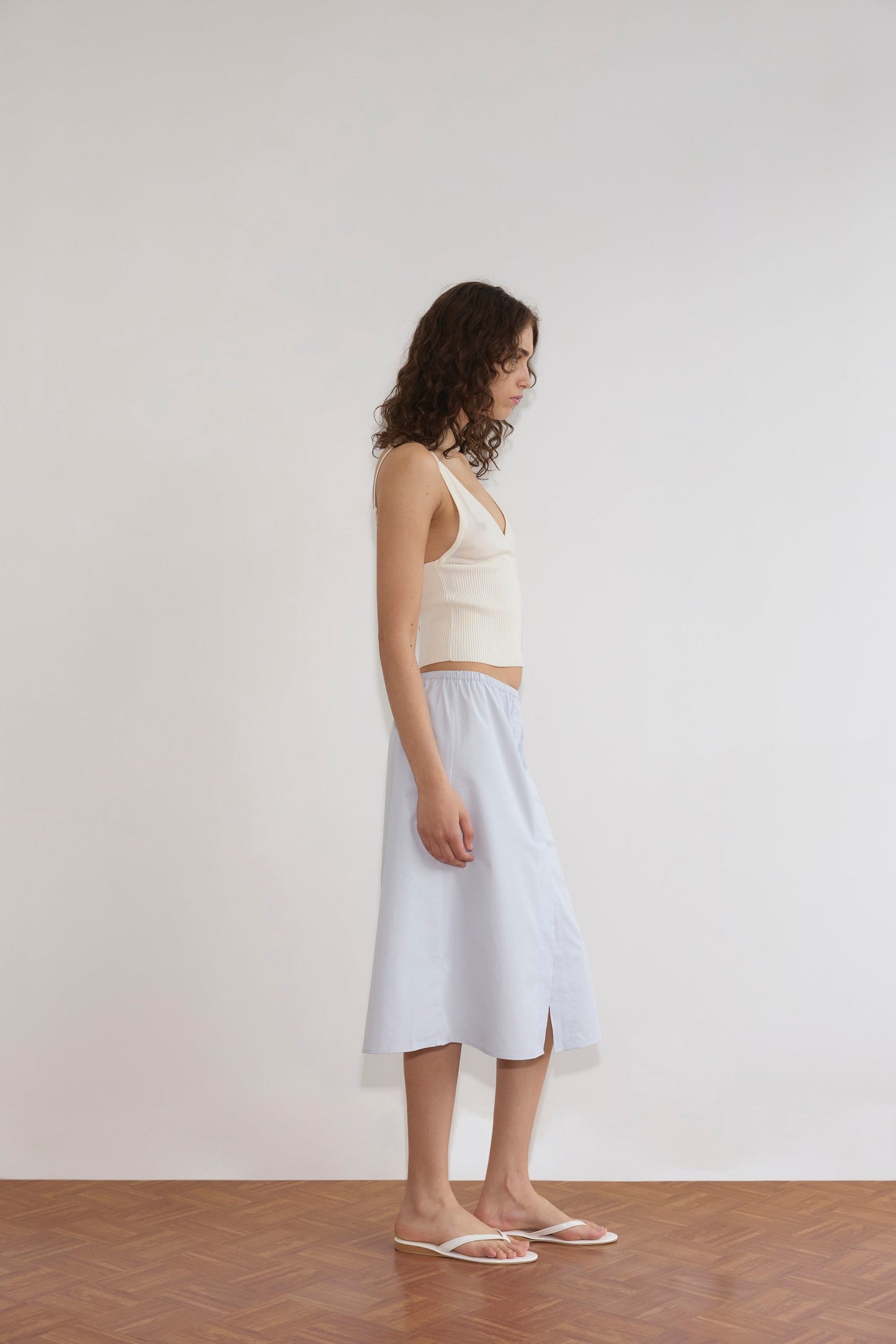 Cross Panel Knit Top - Off White
