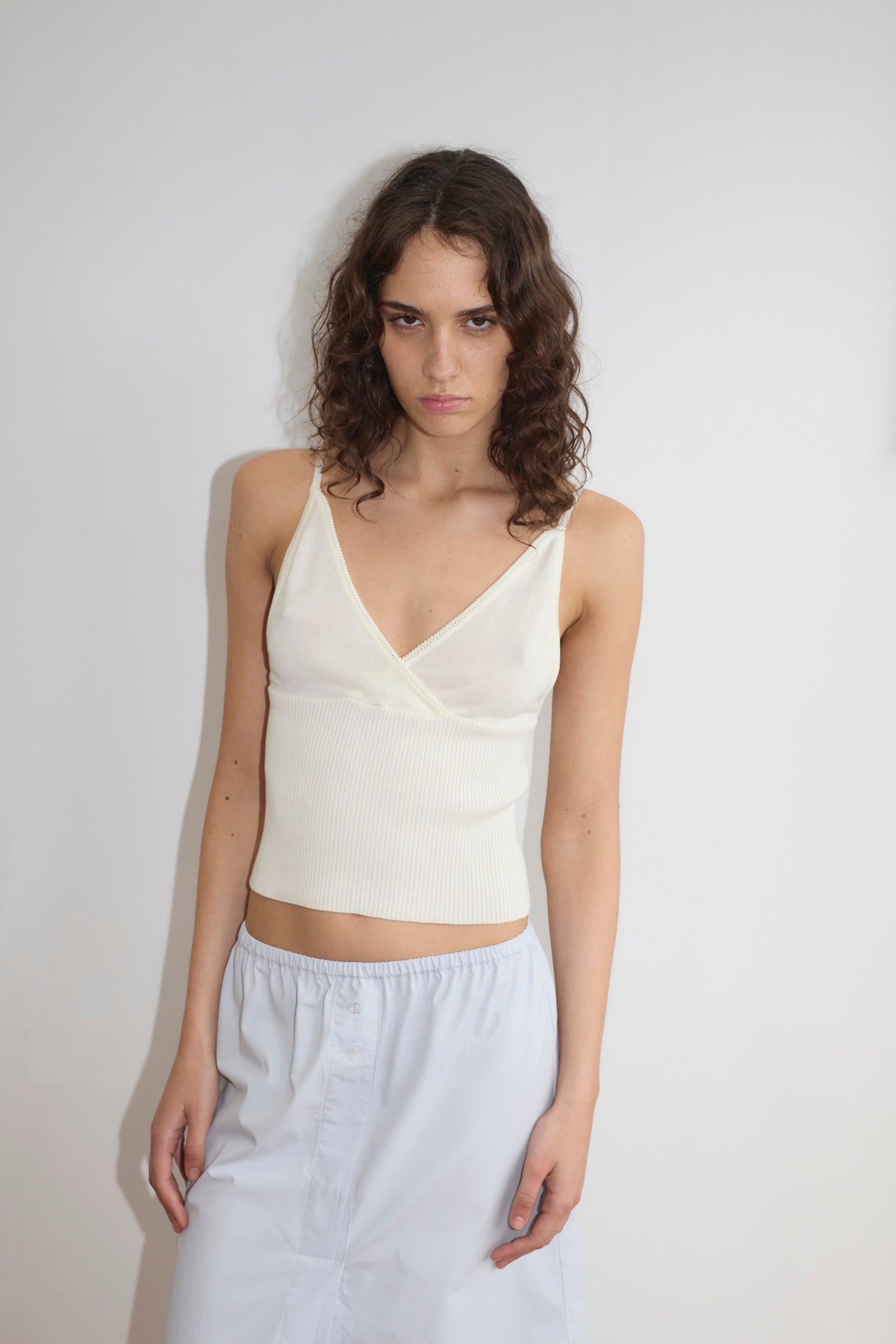 Cross Panel Knit Top - Off White
