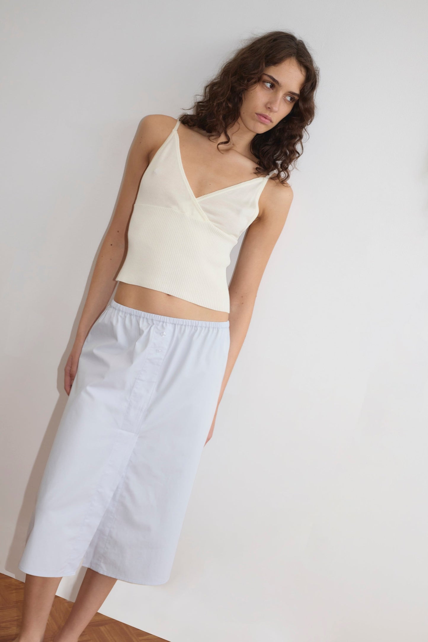 Cross Panel Knit Top - Off White