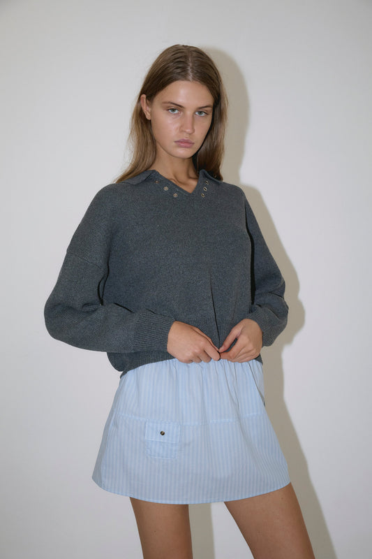 Eyelet Knit - Dark Pebble