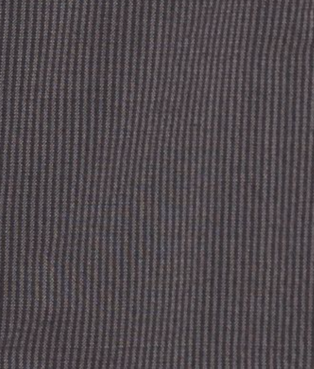 Close-up of a dark grey woven fabric with fine diagonal pinstripes, evoking the subtle texture found in the Double Belted Pant - Brown Stripe.