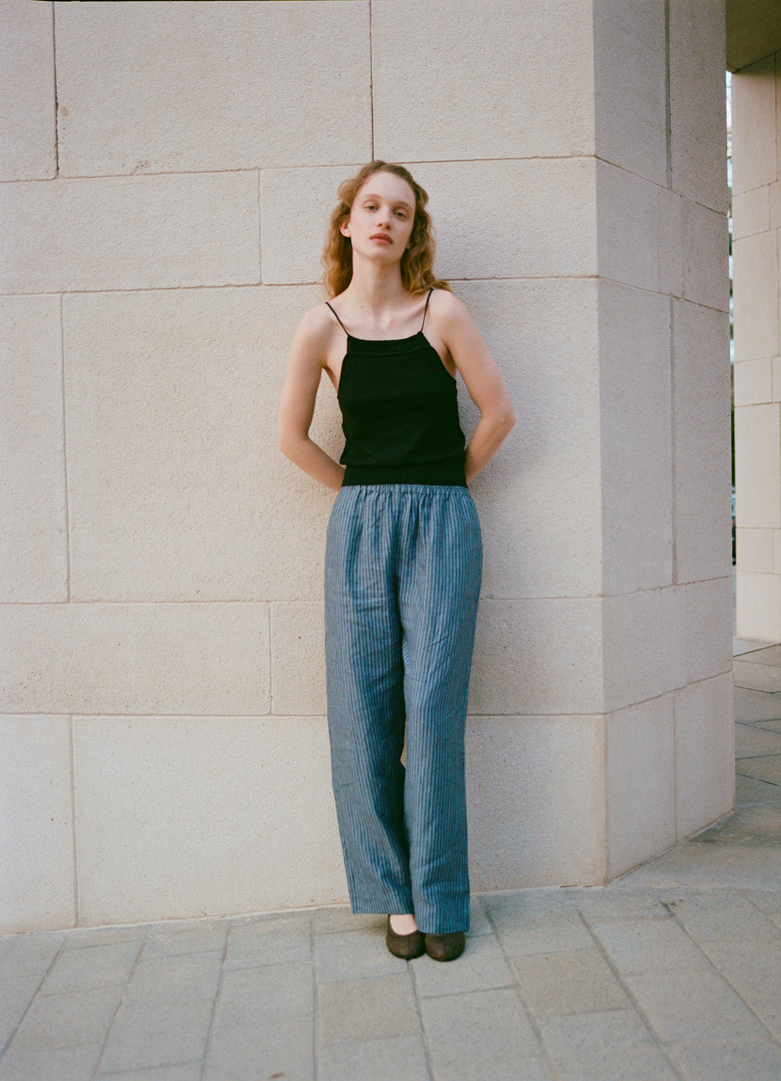 Linen Ease Trouser - Azure Stripe