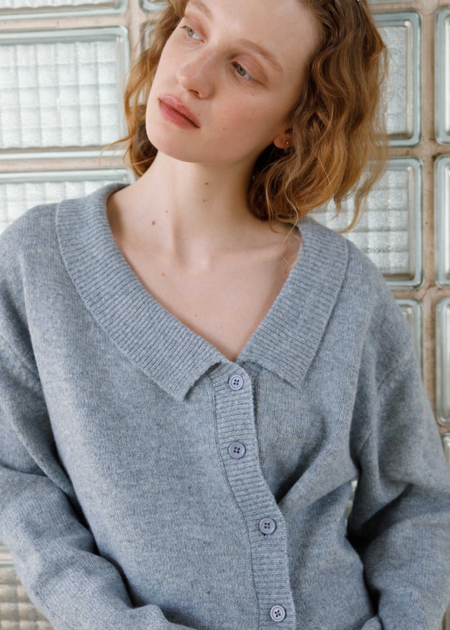 Cross Button Cardigan - Ice Blue