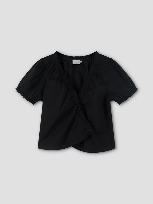Cross Frill Top - Black