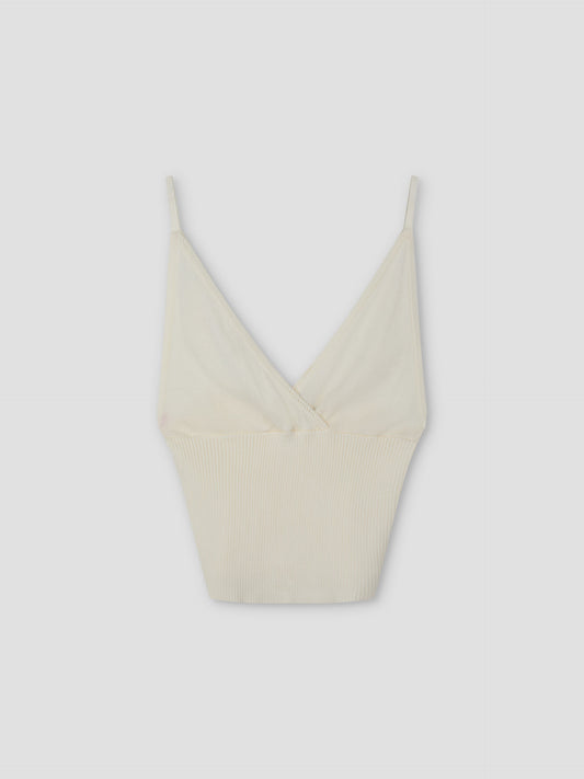 Cross Panel Knit Top - Off White