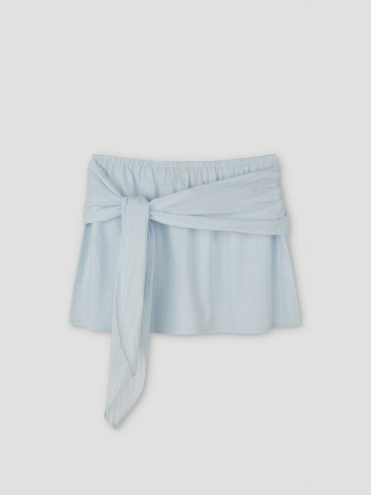 Belted Skirt - Powder Blue Stripe