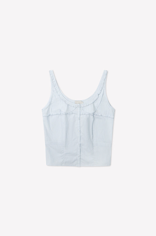 Pintuck Collar Set - Mist Stripe