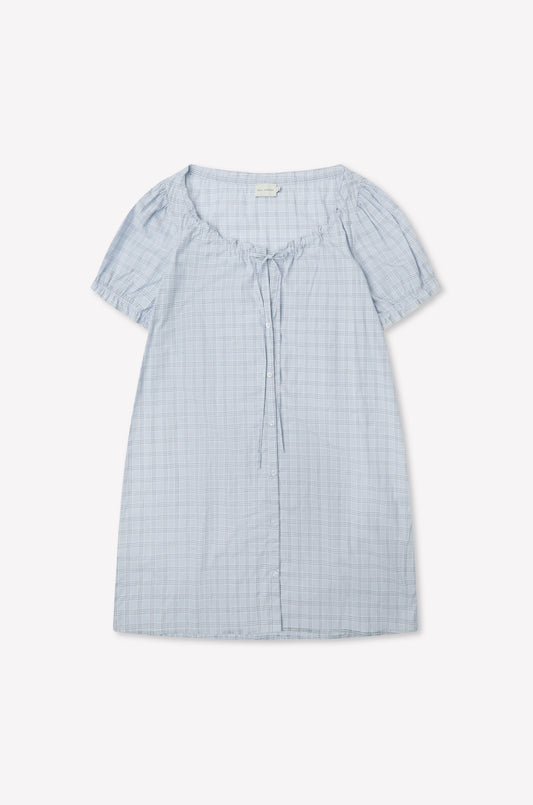 Buttoned Mini Dress - Powder Check