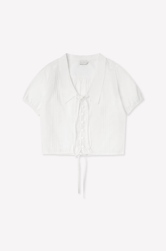 Fine Collar Top - White