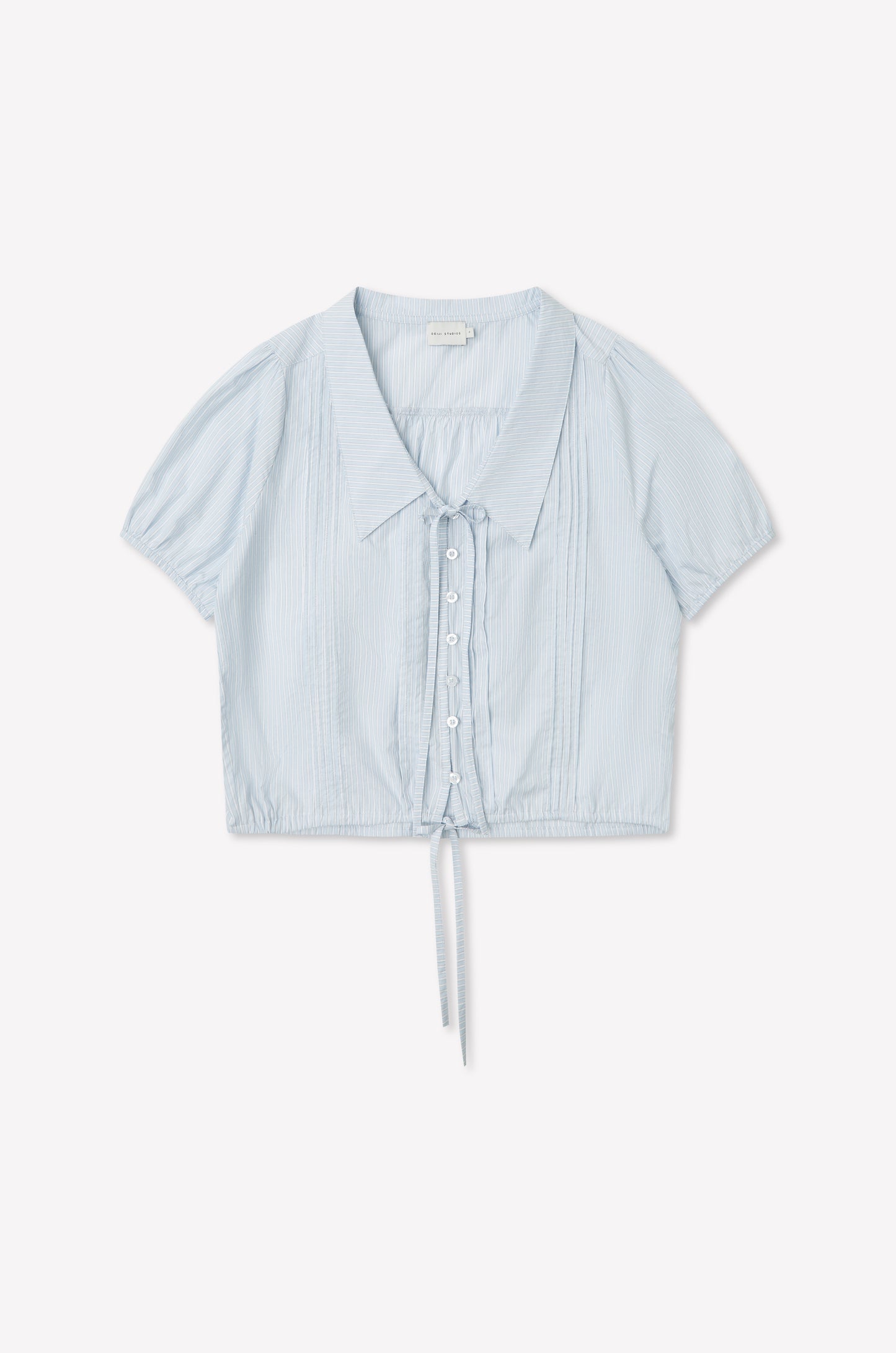 Fine Collar Top - Mist Stripe