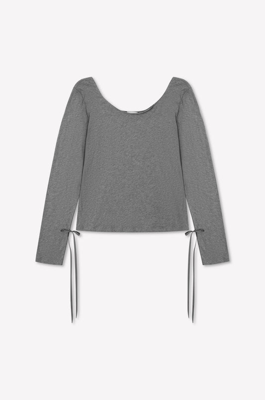 Cuff Tie Top - Grey