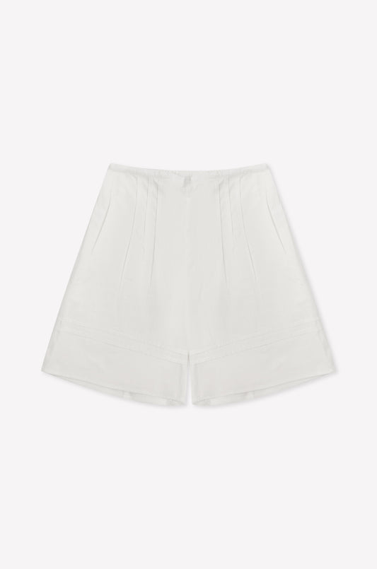 Pintuck Short - White