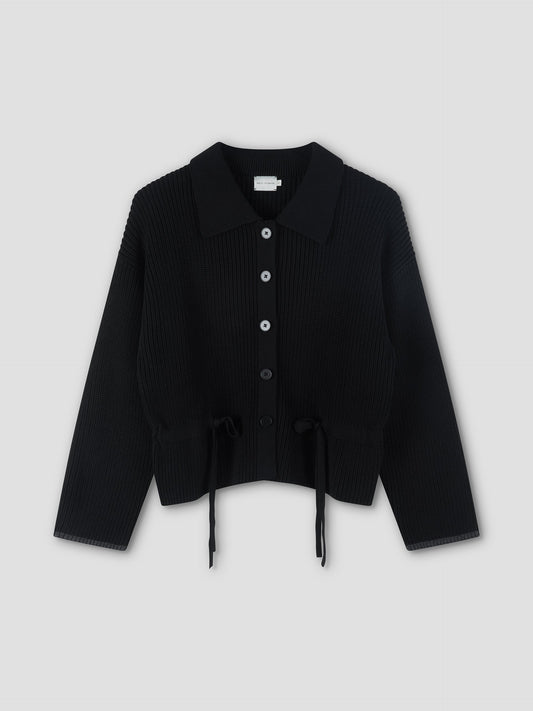 Tie Side Cardigan - Black