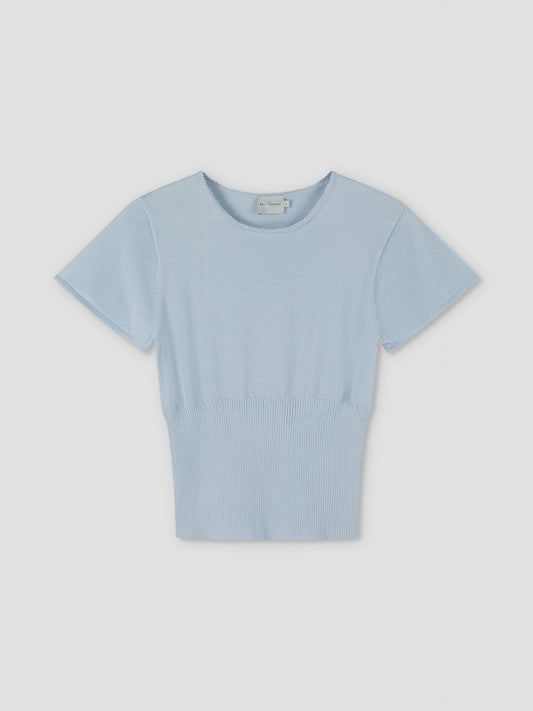 Trim Knit Tee - Ice Blue
