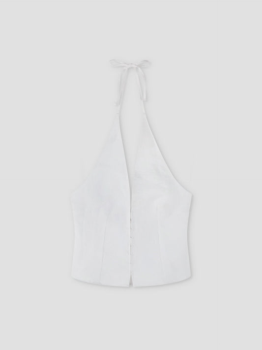 Close Halter Top - White