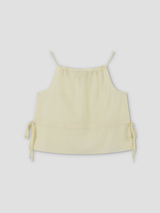 Waist Tie Top - Soft Yellow Stripe