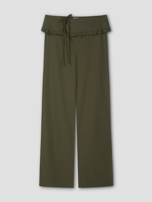 Flounce Belt Pant - Khaki