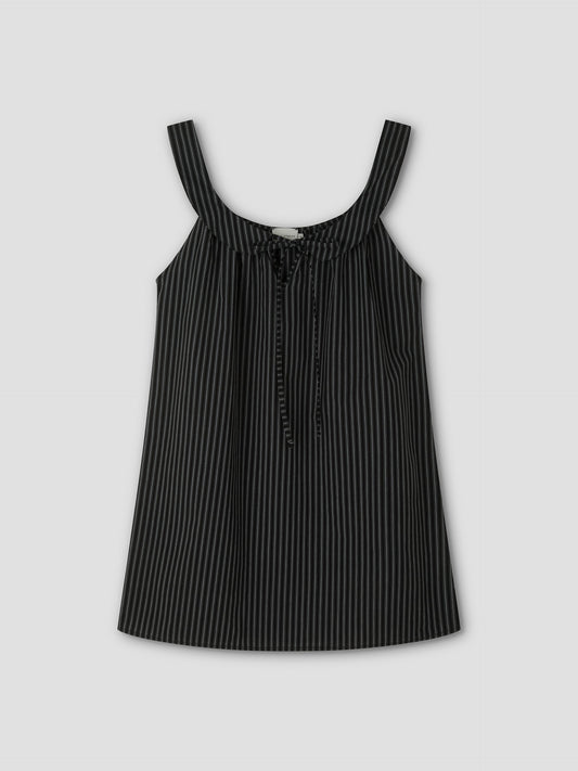 Rounded Neck Dress - Mono stripe