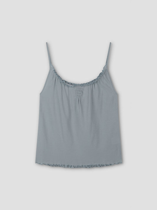 Cotton Flounce Tank - Baby Blue