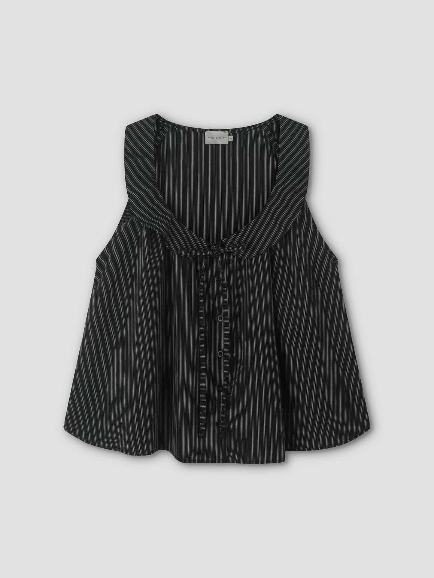 Round Collar Top - Mono Stripe