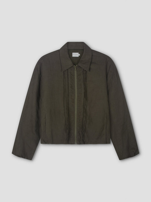 Pintuck Jacket - Khaki Stripe