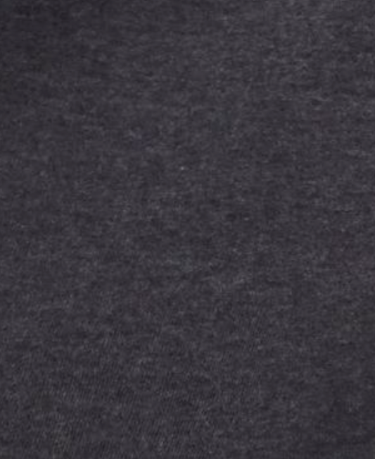 Close-up view of the Flounce Tee - Grey, highlighting its soft, slightly textured knit fabric—perfect for a fitted tee by Deiji Studios.