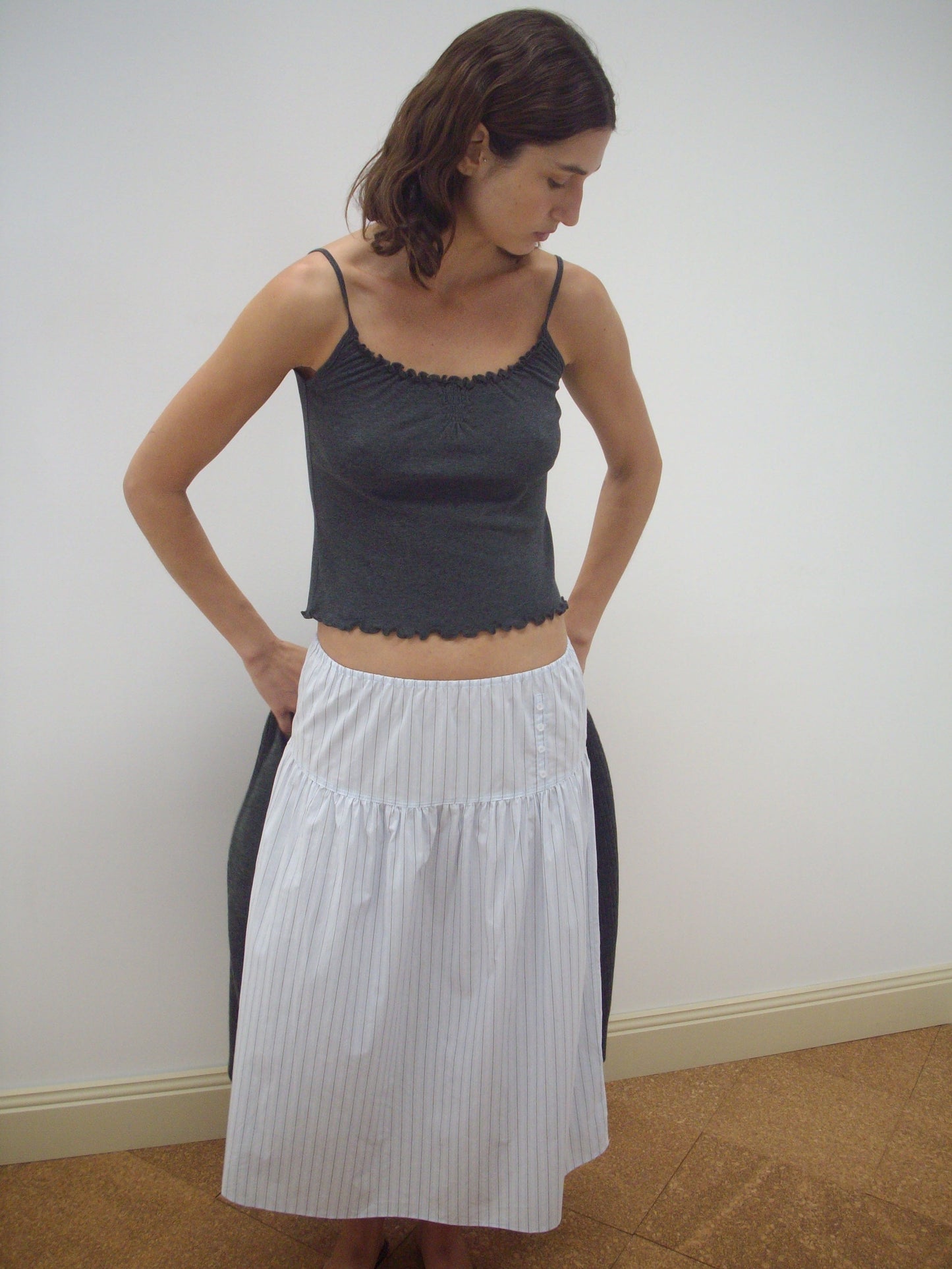 Button Skirt - Mineral Stripe
