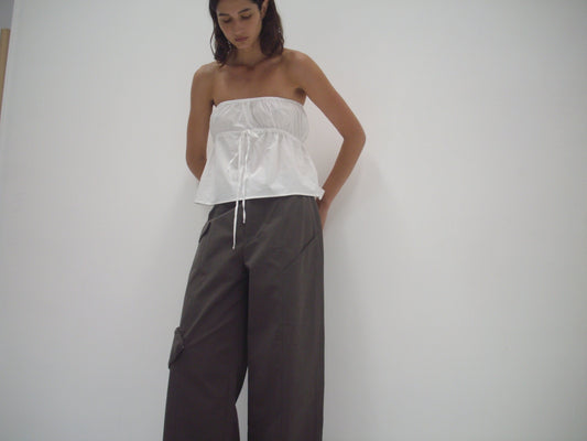 strapless cotton top - white