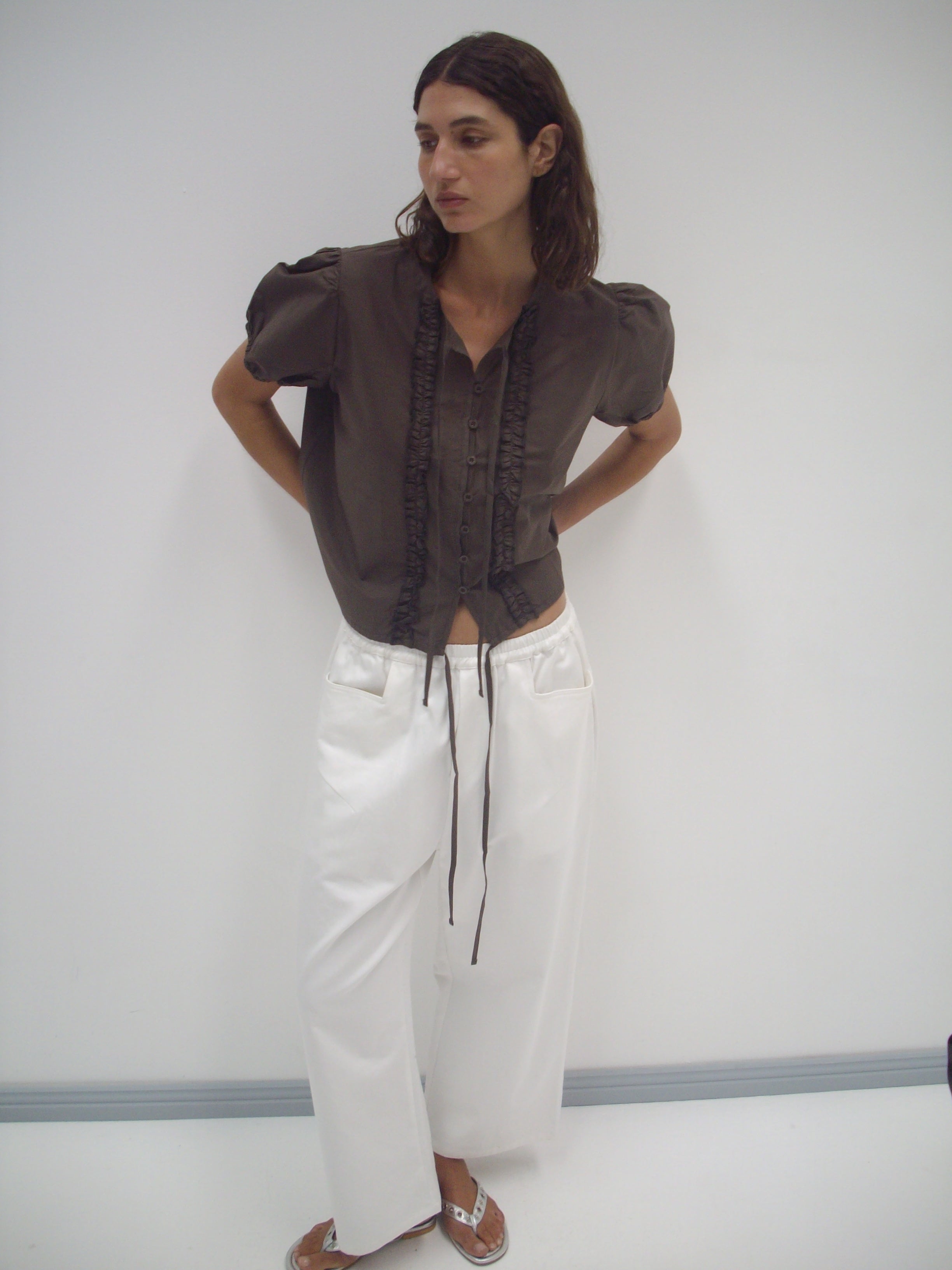Double Frill Top - Chocolate – Deiji Studios US