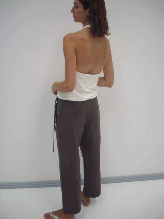 Flag Tie Pant - Dark Brown