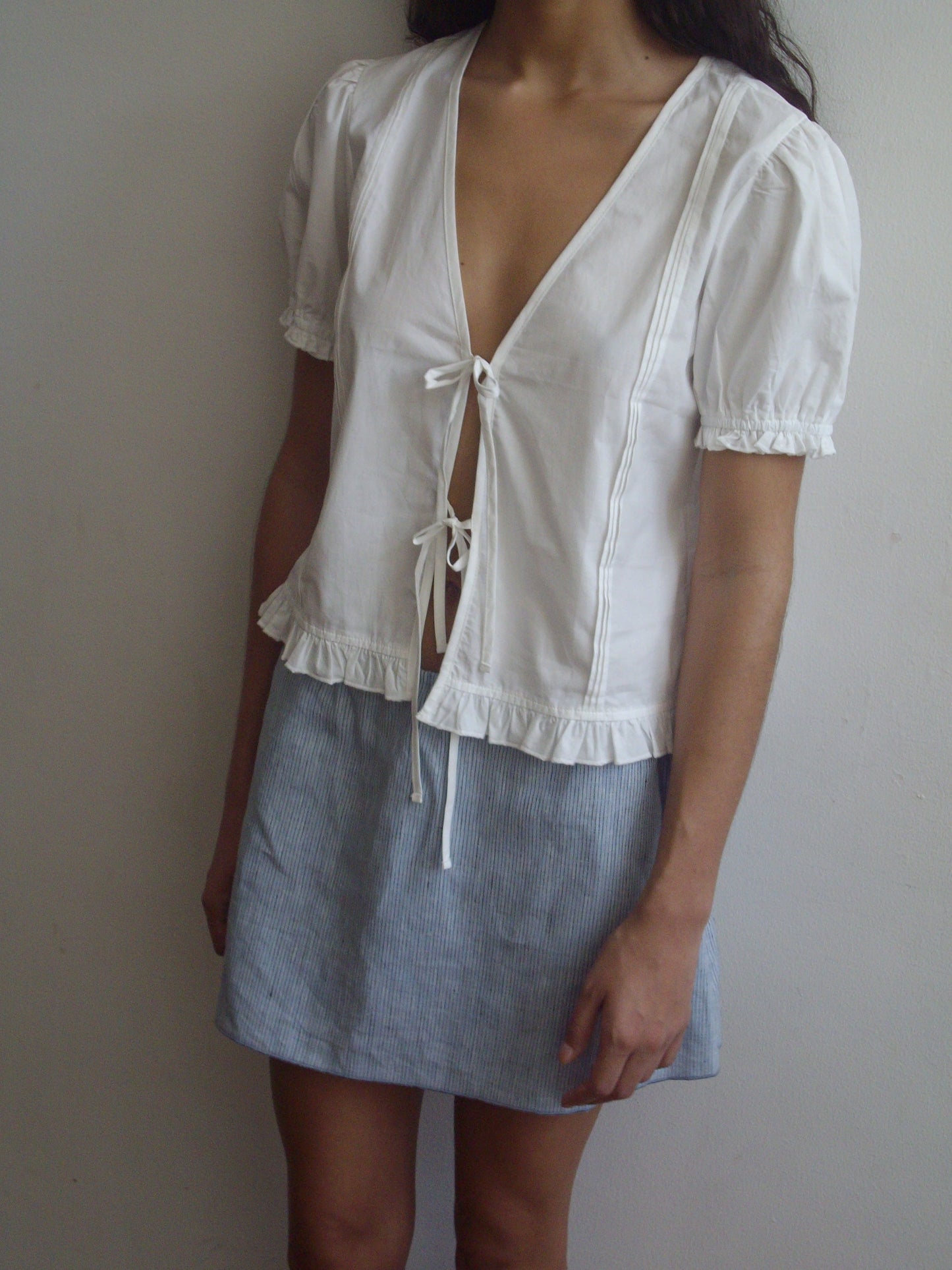 Pintuck Top  - White