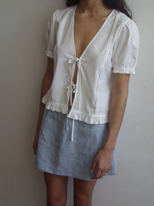 Pintuck Top  - White