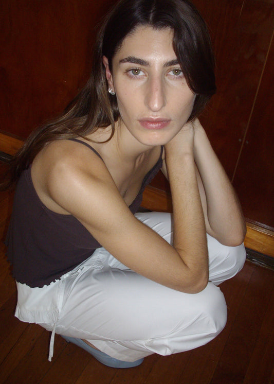 Cotton Flounce Tank - Brown