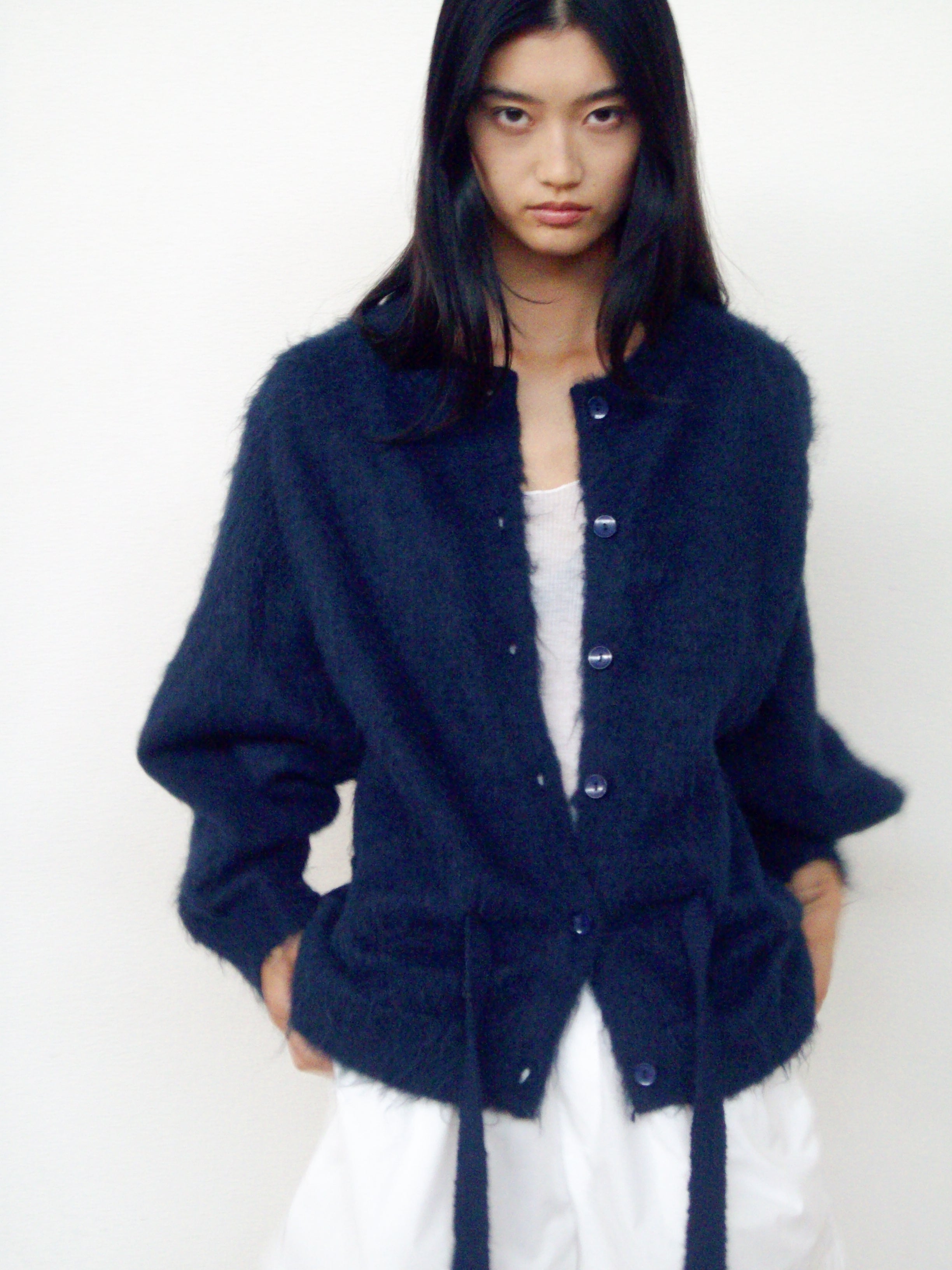Belted Cardi - Navy – Deiji Studios US