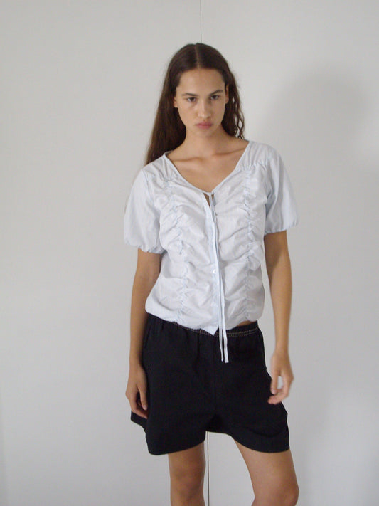 Crinkle Top - Powder Blue Stripe
