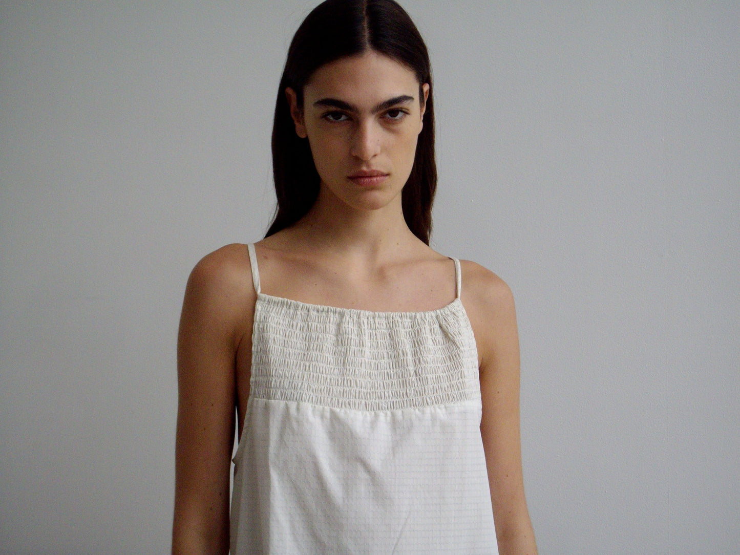 Shirring Mini Dress - Bone Check