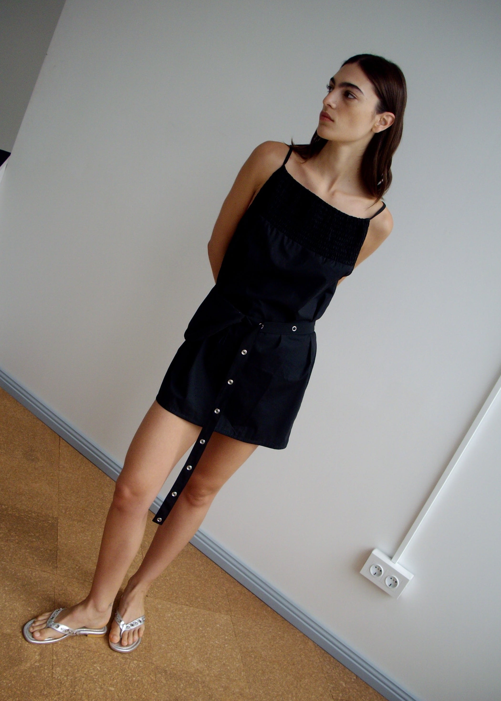 Shirring Mini Dress - Black – Deiji Studios US