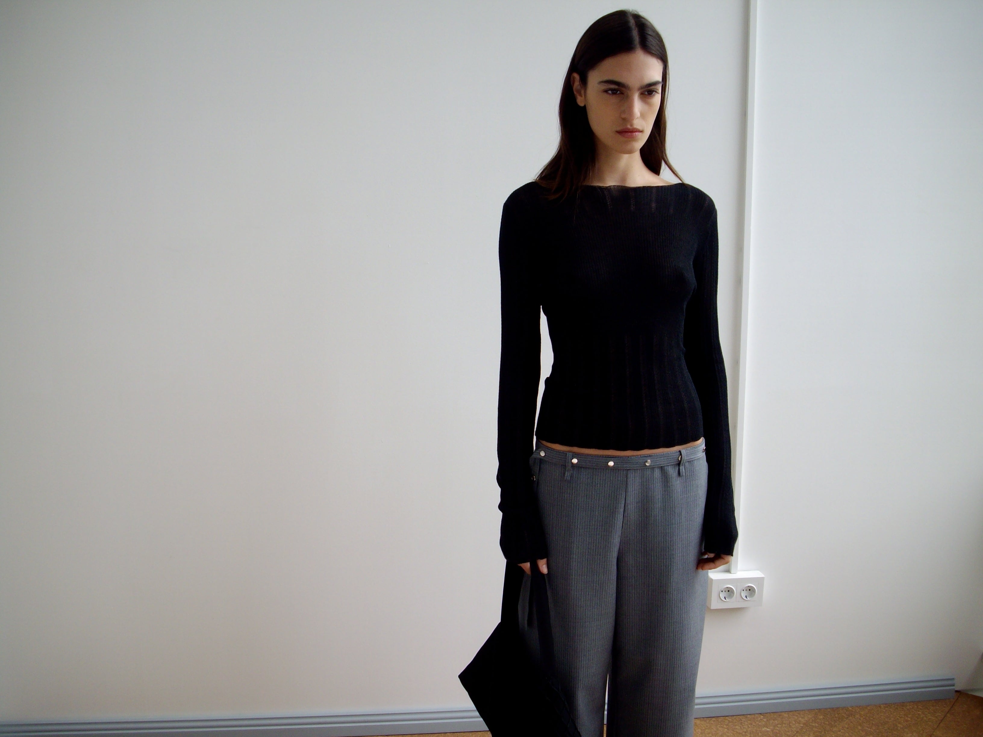 Wool Belt Pant - Grey Blue Stripe – Deiji Studios US Wool Belt Pant - Grey Blue Stripe – Deiji Studios US