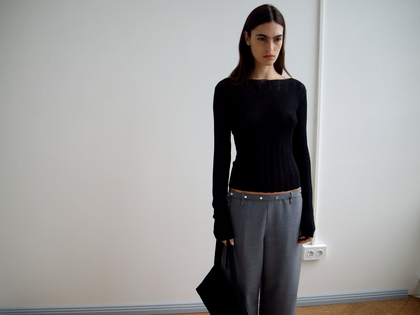 Wool Belt Pant - Grey Blue Stripe