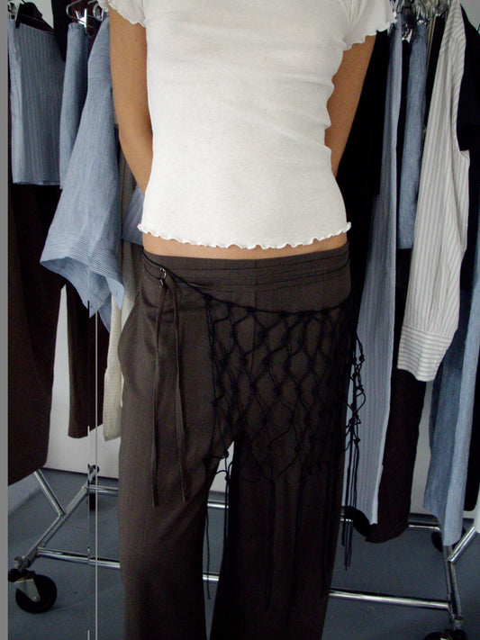 Double Belted Pant - Brown Stripe