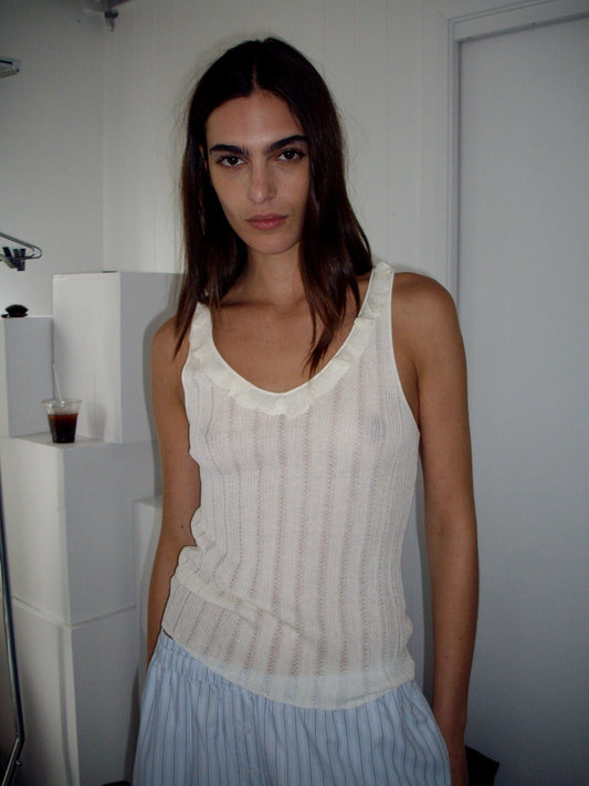 Neck Ruffle Knit - White