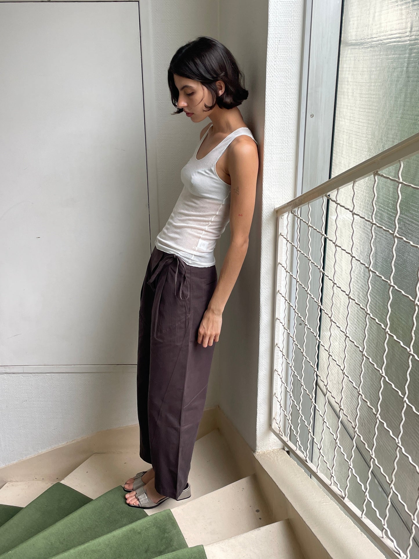 Flag Tie Pant - Dark Brown