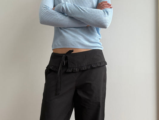 Flounce Belt Pant - Black