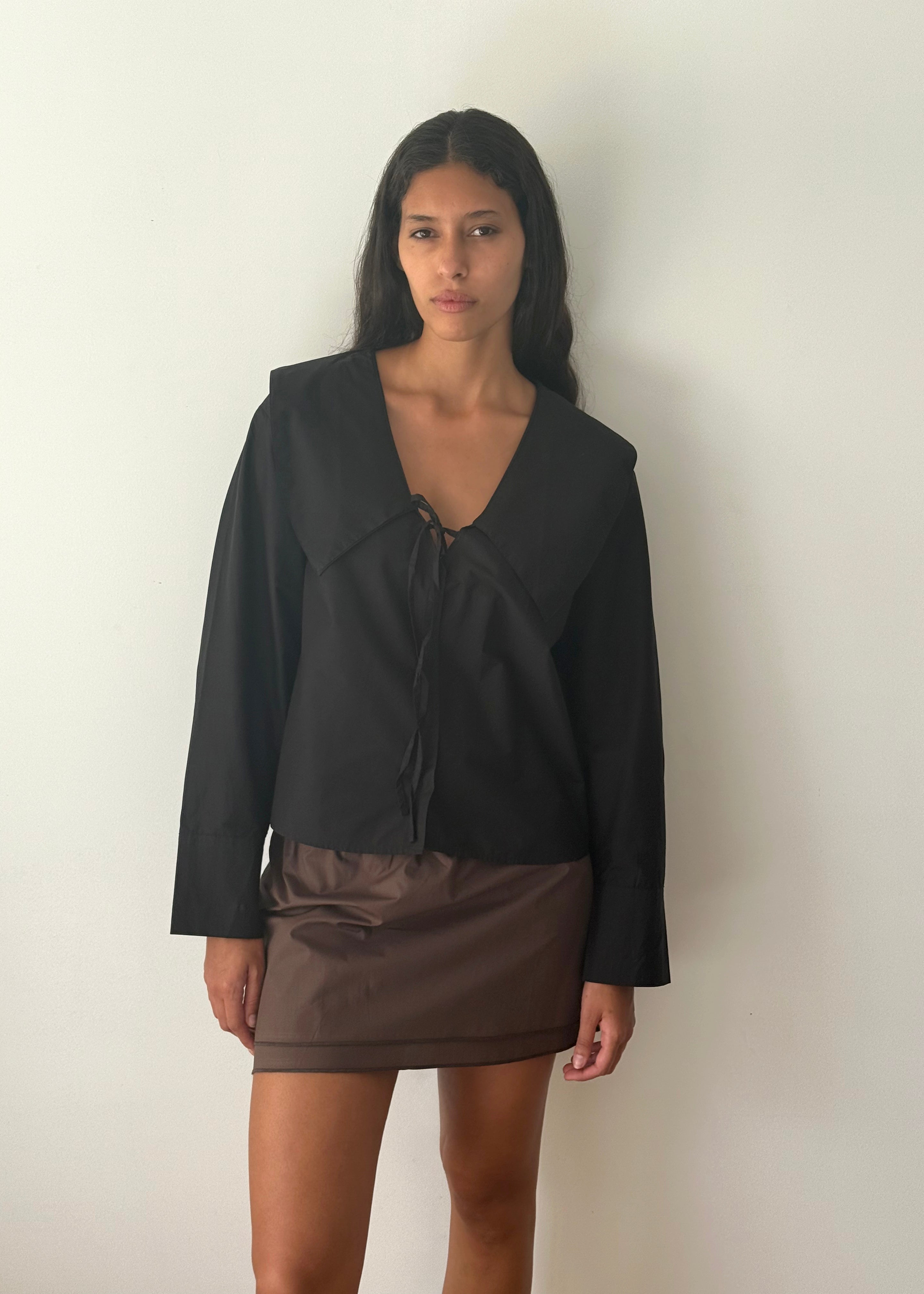 Collared Tie Shirt - Black – Deiji Studios US
